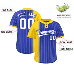 Gold Royal Gradient Stripe Two-Button Softball Jersey 2