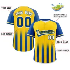Gold Royal Gradient Thick Stripe Raglan Baseball Jersey 2