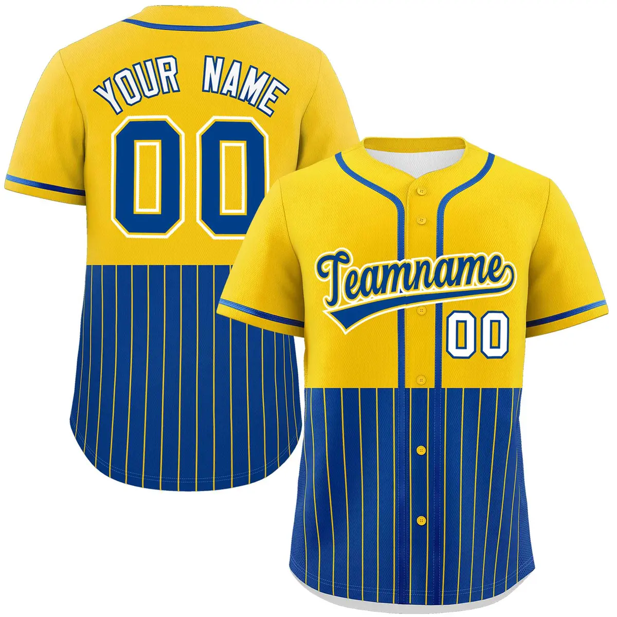 Gold Royal Half Stripe Authentic Baseball Jersey