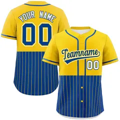 Gold Royal Half Stripe Authentic Baseball Jersey 1