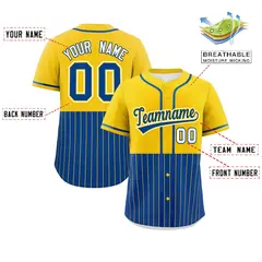 Gold Royal Half Stripe Authentic Baseball Jersey 2