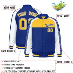 Gold Royal K-Ribbon Color Block Raglan Varsity Letterman Jacket 2