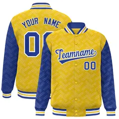 Gold Royal L Pattern Varsity Raglan Full-Snap Letterman Baseball Jacket 1