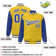 Gold Royal L Pattern Varsity Raglan Full-Snap Letterman Baseball Jacket 2