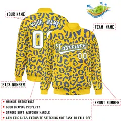 Gold Royal Leopard Graffiti Varsity Letterman Jacket 2
