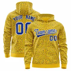 Gold Royal Leopard Print Varsity Letterman Jacket Hoodie 1