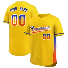Gold Royal-Orange Gradient Side Baseball Jersey