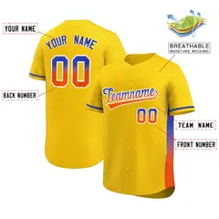 Gold Royal-Orange Gradient Side Baseball Jersey 2