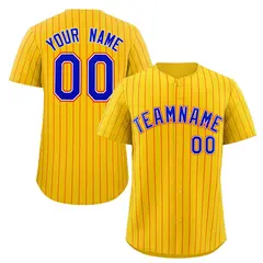 Gold Royal-Orange Stripe Fashion Baseball Jersey