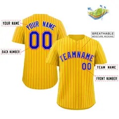 Gold Royal-Orange Stripe Fashion Baseball Jersey 2