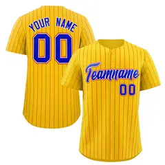 Gold Royal-Orange Stripe Fashion Baseball Jersey