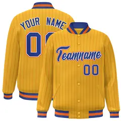 Gold Royal-Orange Stripe Fashion Varsity Sport Jacket