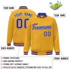 Gold Royal-Orange Stripe Fashion Varsity Sport Jacket 2