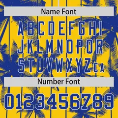 Gold Royal Pinstripe Coconut Tree Baseball Jersey 4