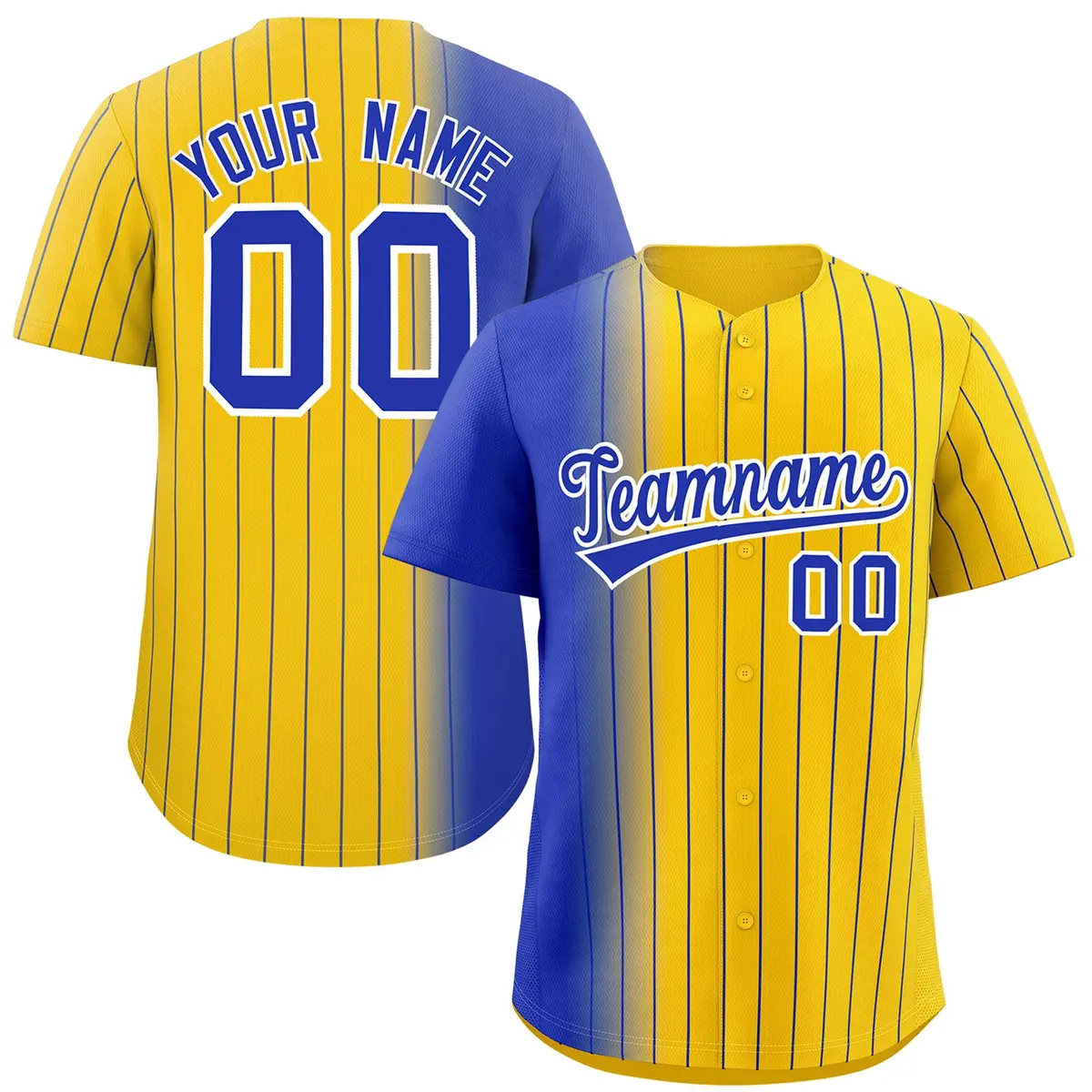 Gold Royal Pinstripe Gradient Baseball Jersey