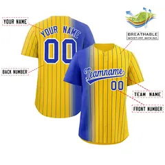 Gold Royal Pinstripe Gradient Baseball Jersey 2