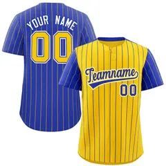 Gold Royal Pinstripe Raglan Baseball Jersey 1