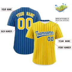 Gold Royal Pinstripe Two-Tone Authentic Baseball Jersey 2