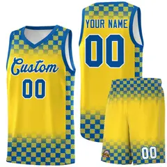 Gold Royal Plaid Basketball Jersey for Teams 1
