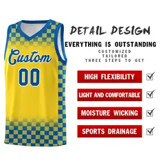 Gold Royal Plaid Basketball Jersey for Teams 2
