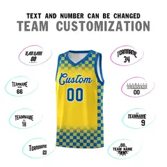 Gold Royal Plaid Basketball Jersey for Teams 4
