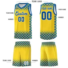Gold Royal Plaid Basketball Jersey for Teams 5