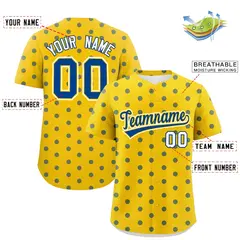 Gold Royal Polka Dot Graffiti Authentic Baseball Jersey 2