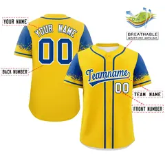Gold Royal Raglan Sleeves Authentic Baseball Jersey 2