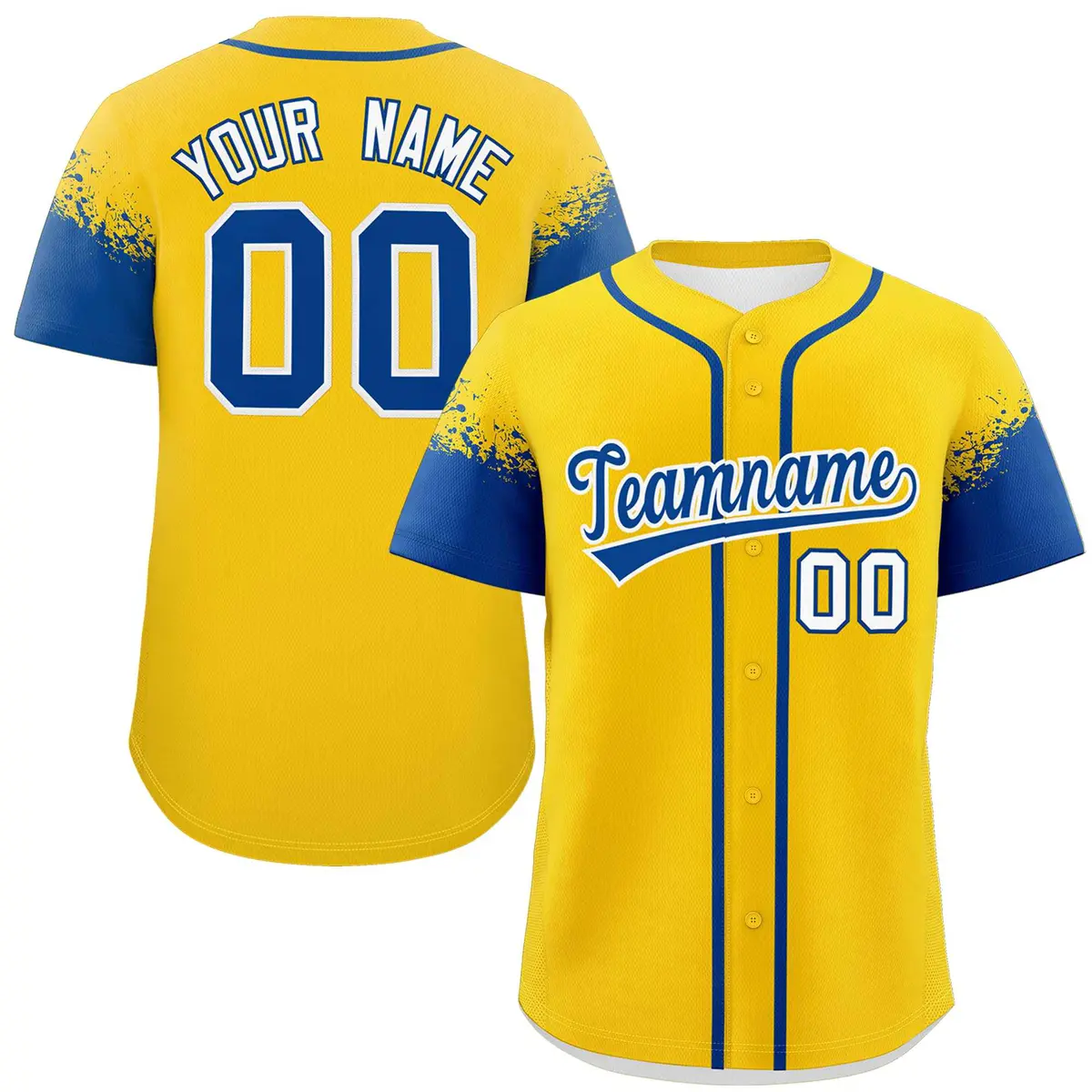 Gold Royal Raglan Sleeves Authentic Baseball Jersey