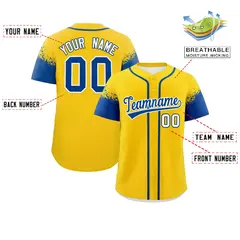 Gold Royal Raglan Sleeves Authentic Baseball Jersey 2