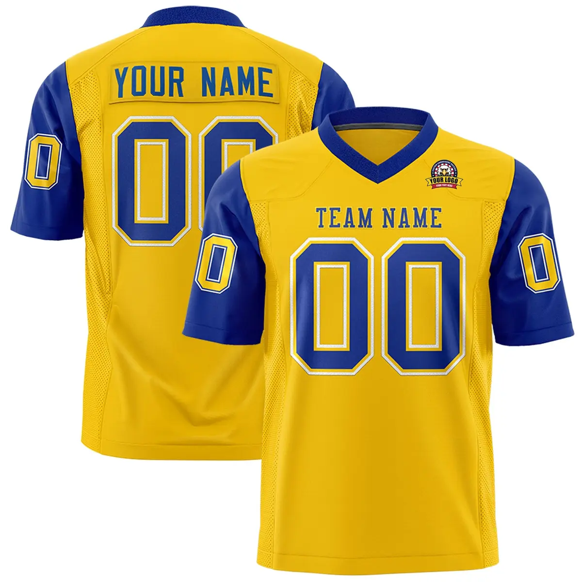 Gold Royal Raglan Sleeves Authentic Football Jersey