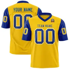 Gold Royal Raglan Sleeves Authentic Football Jersey
