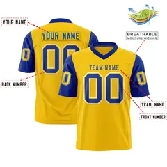 Gold Royal Raglan Sleeves Authentic Football Jersey 2