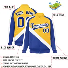 Gold Royal Raglan Varsity Letterman Baseball Jacket 2