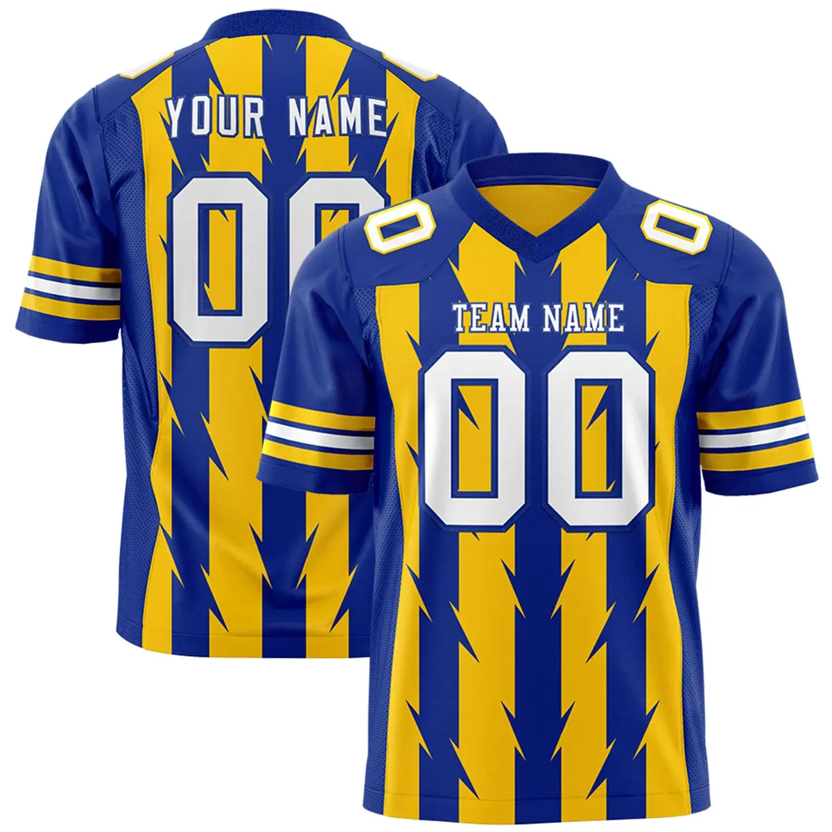 Gold Royal Razr Stripe Graffiti Pattern Flag Football Jersey