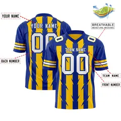 Gold Royal Razr Stripe Graffiti Pattern Flag Football Jersey 2