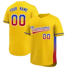 Gold Royal-Red Gradient Side Baseball Jersey