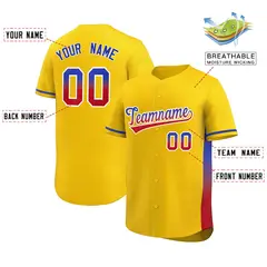 Gold Royal-Red Gradient Side Baseball Jersey 2