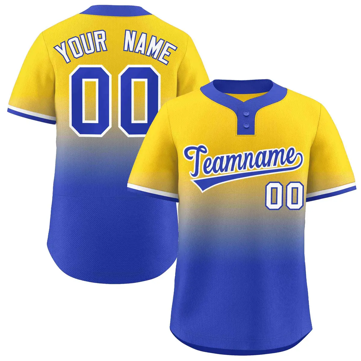 Gold Royal Royal-White Gradient Two-Button Softball Jersey