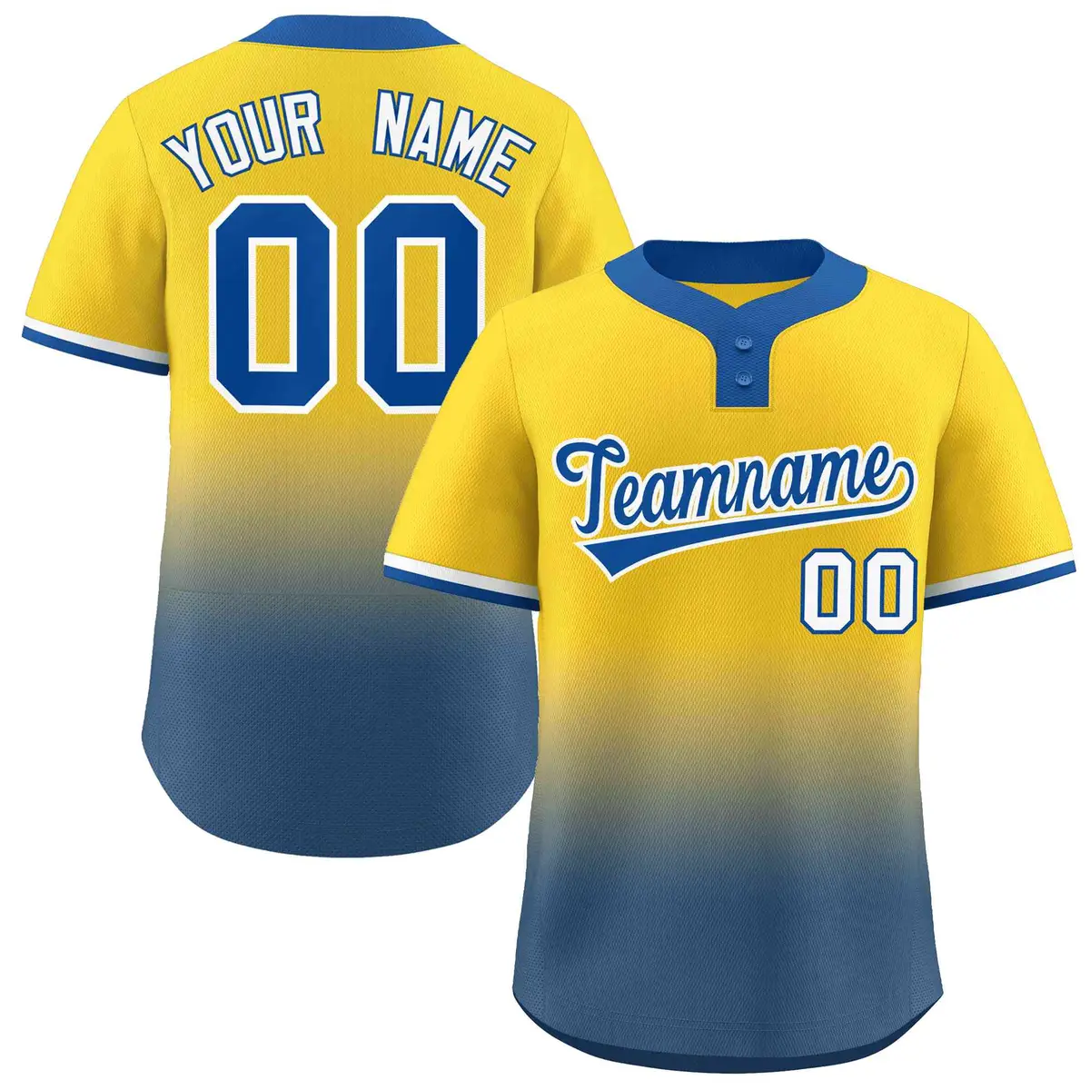 Gold Royal Royal-White Gradient Two-Button Softball Jersey