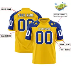 Gold Royal Shoulder Star Pattern Flag Football Jersey 2