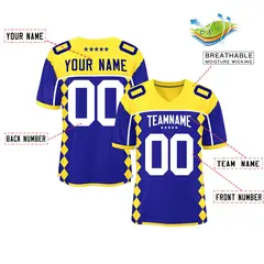 Gold Royal Side Blocks Raglan Football Jersey 2