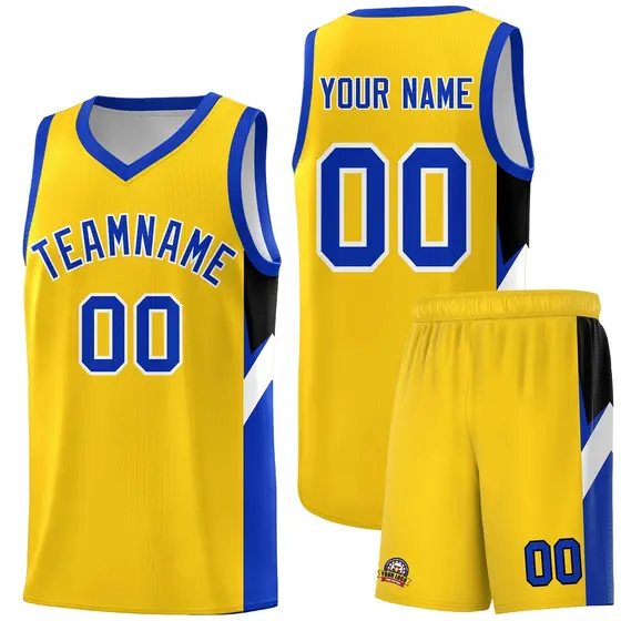Gold Royal Side Design Basketball Uniform Jersey