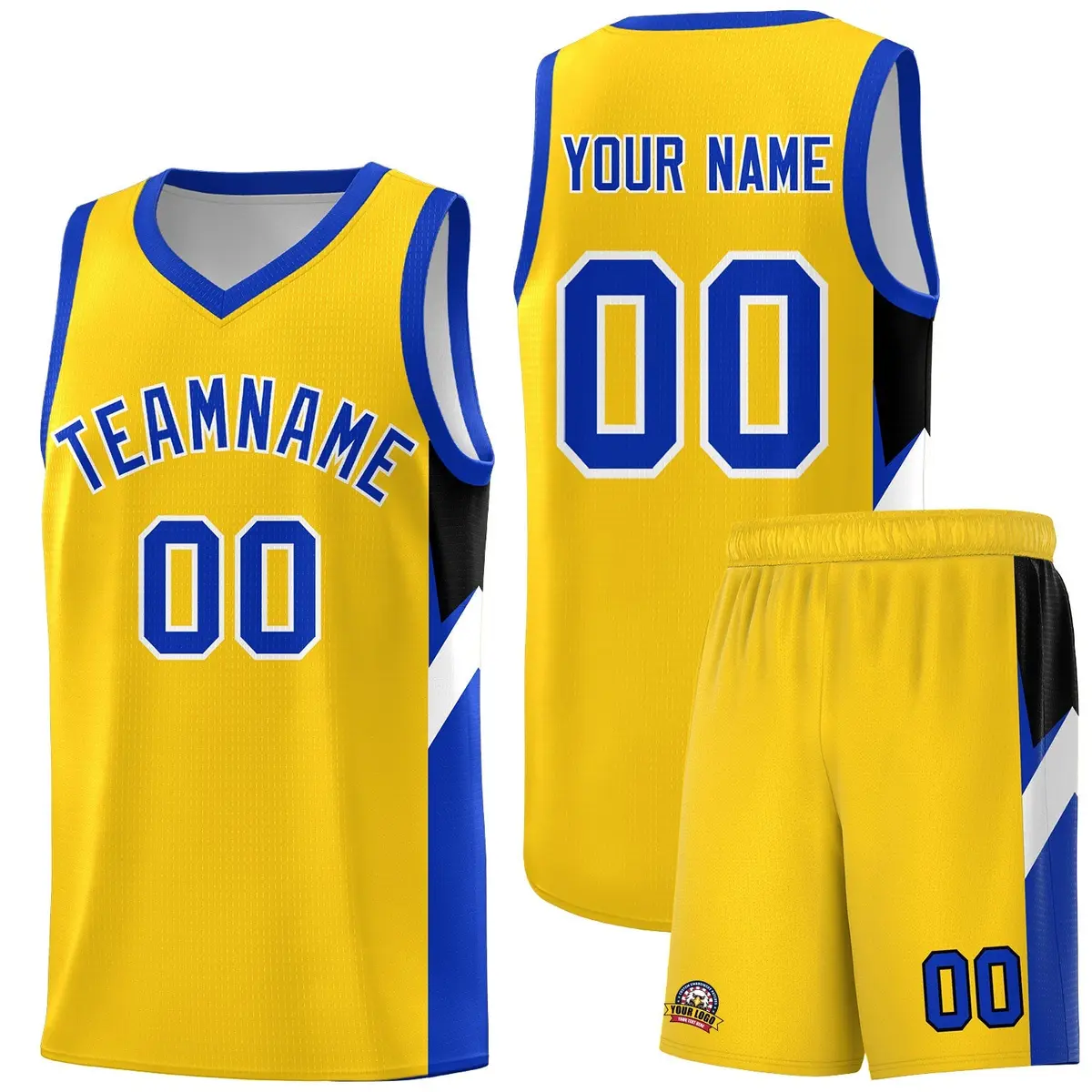 Gold Royal Side Design Basketball Uniform Jersey