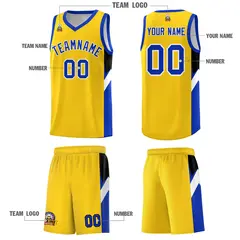Gold Royal Side Design Basketball Uniform Jersey 5