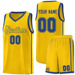 Gold Royal Side Two Bars Basketball Jersey