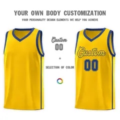 Gold Royal Side Two Bars Basketball Jersey 3