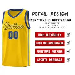 Gold Royal Side Two Bars Basketball Jersey 5