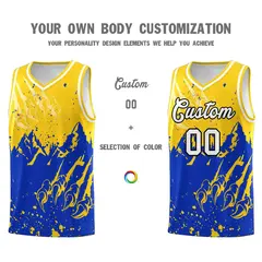 Gold Royal Snow Mountain Beast Pattern Basketball Jersey 3