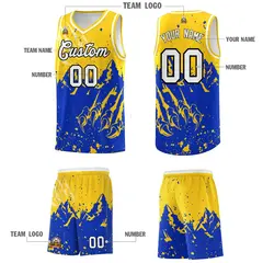 Gold Royal Snow Mountain Beast Pattern Basketball Jersey 5